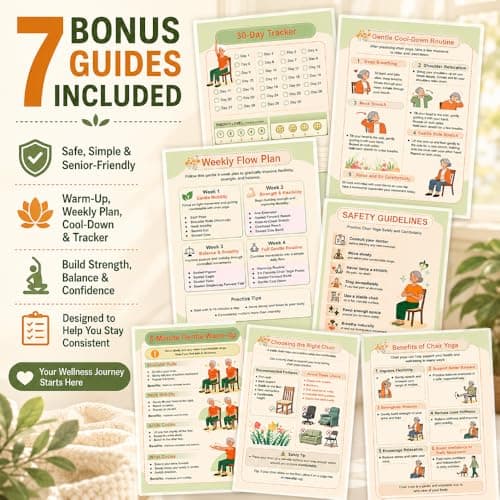 Chair Yoga for Seniors Over 60 Book & Chart – 30-Day Challenge, Gentle Seated Yoga Guide, Chair Yoga for Weight Loss & Flexibility, Senior Chair Exercises for Women & Men, 8.5x11" Book on Chair Yoga B0FPMT82TX