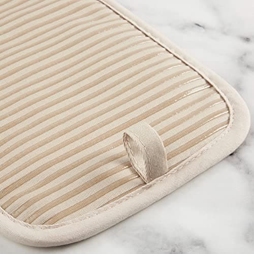 KITCHENAID Quilted Cotton Terry Cloth Oven Mitt, Pot Holder, Kitchen Towel 4-Pack Set, Heat Resistant, Silicone Grip, 16"x26", 7"x13" & 7"x10", Milkshake Tan B0BMKJFFP1