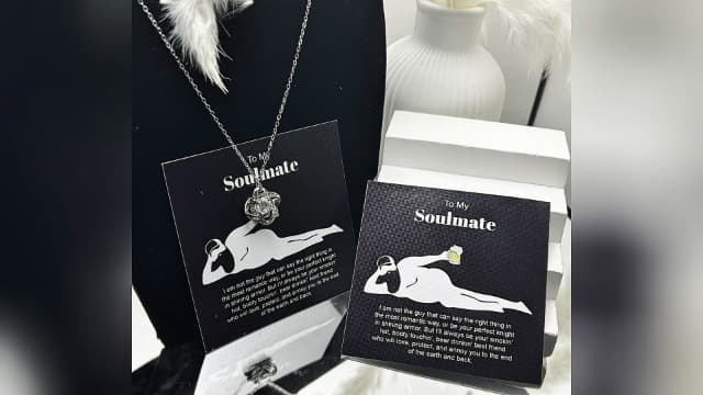 To My Soulmate Necklace For Women, Funny Gifts For Girlfriend, Personalized Christmas Presents For Girlfriend, Best Birthday Meaningful Gift Ideas For Wife, Women Romantic Jewelry For Her Anniversary