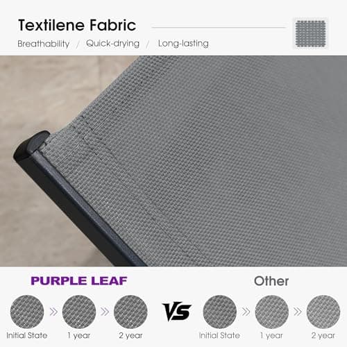 PURPLE LEAF Outdoor Chaise Lounge Chairs Set Recliner Adjustable Chair with Wheels and Table for Poolside Beach Patio Aluminum Reclining Sunbathing Lounger, Grey