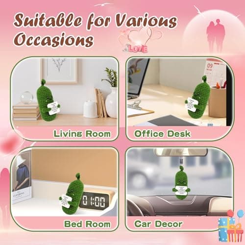 Hoedia Handmade Emotional Pickle Gift, Cucumber Crochet Doll Inspirational Gifts with Cards, Cute Knitted Funny Support Potato Friend Birthday Mothers Day Easter Basket Stuffers (Emotional Pickle)