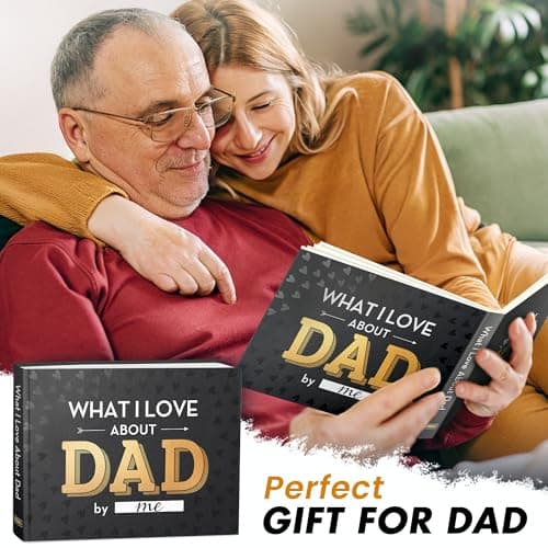 What I Love about Dad Book, Fill-in-the-Blank Book for Dad - Father's day Gifts for Dad from Daughter, Son, Kids - Birthday Gifts for Dad, Dad Birthday Gifts - Dad Christmas Gifts, Stocking Stuffer