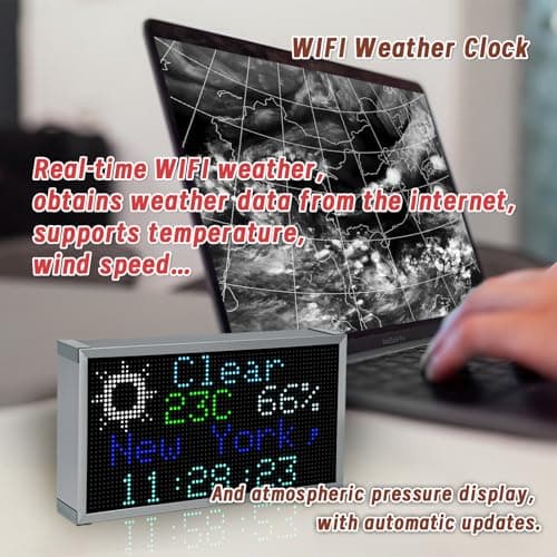 Real-Time Crypto Ticker Bitcoin Stock Ticker Monitor Display Digital Clock Weather, Temperature, Humidity, 64 * 32 Pixel Screen