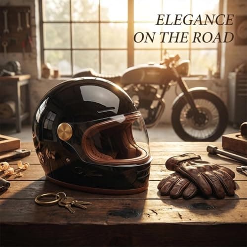 Retro Motorcycle Helmet for Adults?Vintage Full Face Helmet with Ventilation System, Waterproof Design for Motorcycle Riding