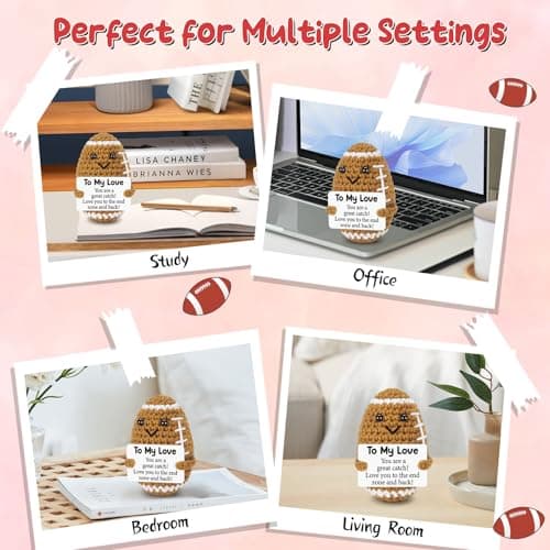 Birthday Gifts for Him Her Boyfriend Girlfriend, to My Love Handmade Emotional Crochet Football, Small Cute Anniversary Present for Him, Mini Romantic I Love You Gift for Husband Wife Couple