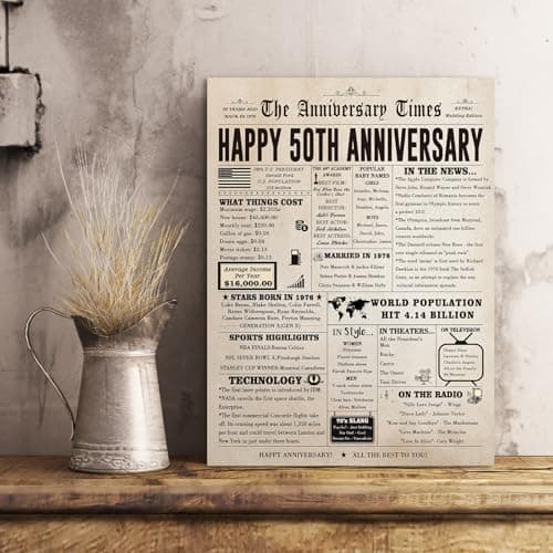 Jumbo 50th Anniversary Card for Women Men, Funny 50th Wedding Anniversary Decorations for Mom Dad, Romantic 50 Year Anniversary Card Gift for Wife Husband, Golden Wedding Gift