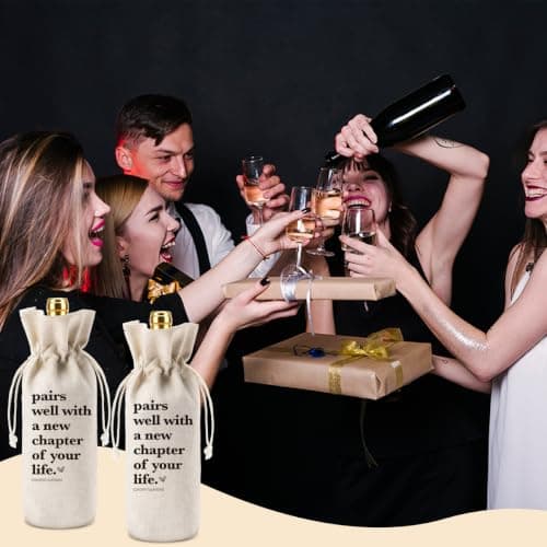 1 Pcs Funny New Chapter Wine Bag New Beginnings Gifts for Women Men Farewell Gifts for Friends Going Away Gifts for Coworkers Women Men Moving Away Gifts for Friends New Teacher Gifts