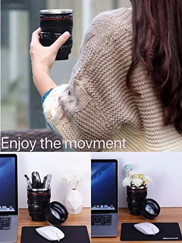Chasing Y Camera Lens Coffee Mug -Thermal Tumbler Insulated Iced Cup with Spoon,13.5 OZ hot Coffee mug Gift for Him, Her,Mom,Dad Gifts, Photography, Friends,Camera accessories,Travel,School B07MV4LP6S
