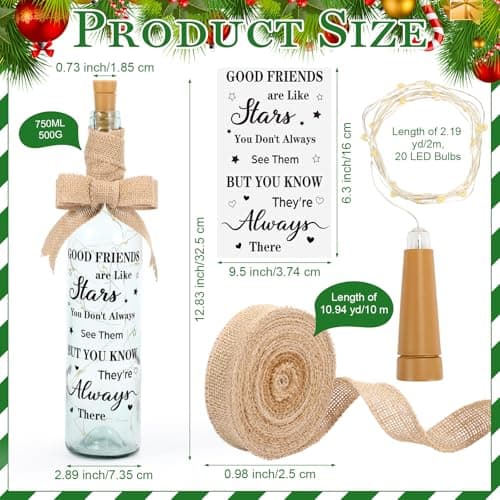 Friendship Gifts for Women Christmas 2026 Lighted Wine Friendship Bottle Holiday Unique Friends Gift for Girlfriend Men Birthday Wine Bottle Light Christmas Table Centerpieces Decorations