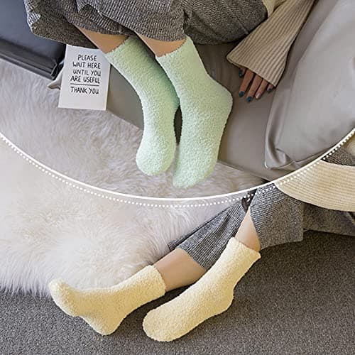 LINEMIN Womens Fuzzy Socks Cozy Fluffy Winter Warm Slipper Socks Microfiber Soft Home Sleeping Socks B09BN6Q93J
