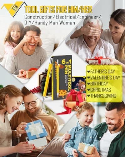 Gifts for Men Multitool Pen, Birthday Gifts for Dad Husband Him Adults, Father's Day Gifts from Daughter and Son, Cool Gadgets and Unique Gift Ideas for Construction Engineers, Woodworkers Carpenters