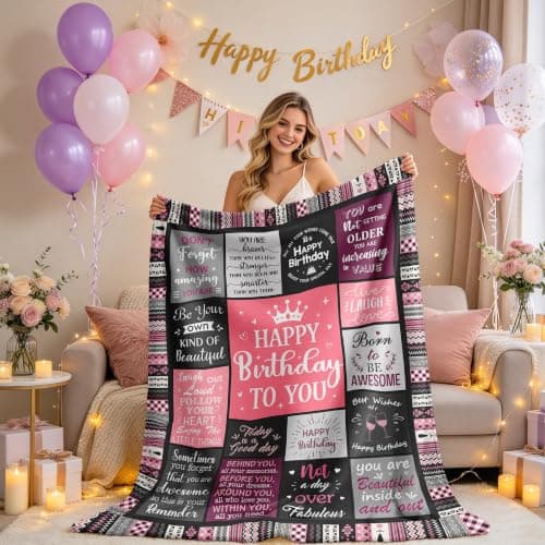Birthday Gifts for Women Girls Throw Blanket 60"X50", Happy Birthday Decorations for Women, Gifts for Women Birthday Unique, Womens Birthday Gift Ideas for Her Friend Mom Sister Grandma Wife
