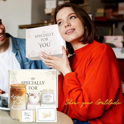 Thank You Gifts for Women, Teacher Appreciation Gifts, Employee Appreciation Gift for Coworkers Employees Teachers Nurse Secretary w Thanks Cards, Awesome Glass Cup