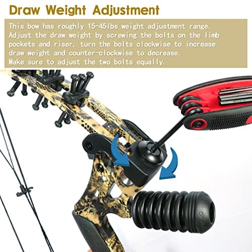 Youth Compound Bow Set 15-45 Lbs for Teens and Beginner, Package with Archery Hunting Equipment, Max Speed 260fps, Adjustable, Right Hand