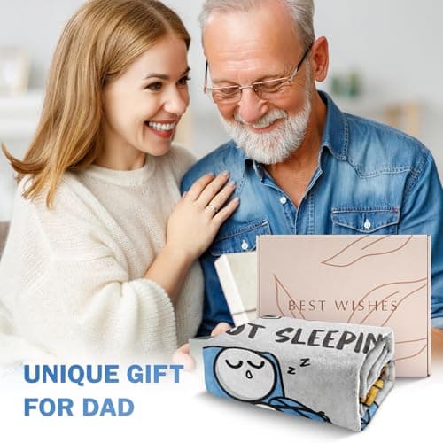 Dad Gifts from Daughter Son, Super Soft Throws Blanket for Couch and Napping, 60" x 50" (Gray) Funny Birthday Gift for Dad Husband, Dad is Not Sleeping Blanket B0DPW37148