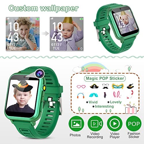Phyulls Phyulls Smart Watch for Kids with 39 Puzzle Games, Camera, Video Recorder, Music, Alarm, Calculator, Calendar, Flashlight, Pedometer - Birthday Gift for 3-12 Year Old Boys & Girls