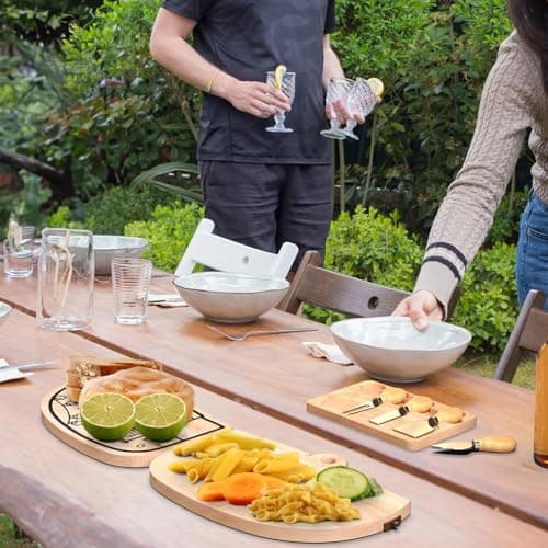 Unique Cheese Cutting Board Gift Set for Mom, House Warming, Wedding Gifts for Couples Bamboo Charcuterie Board Set - Foldable Serving Tray with Utensils B0C741CVFV