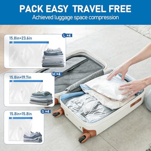 VMstr 12 Pack Travel Vacuum Storage Bags with USB Electric Pump, Compression Bags for Travel, Space Saver for Clothes and Clothing