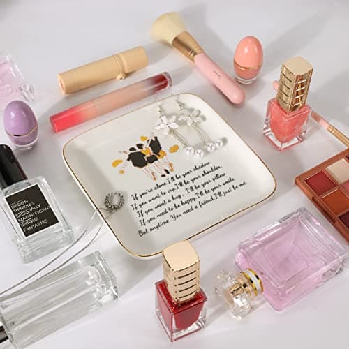 PUDDING CABIN PUDDING CABIN 3 Best Friend Birthday Gift for Women, Ring Dish - If You're Alone, I'll be Your Shadow. If You Want to Cry, I'll be Your Shoulder... Trinket Dish Gift for Female Friends Bestie Gifts