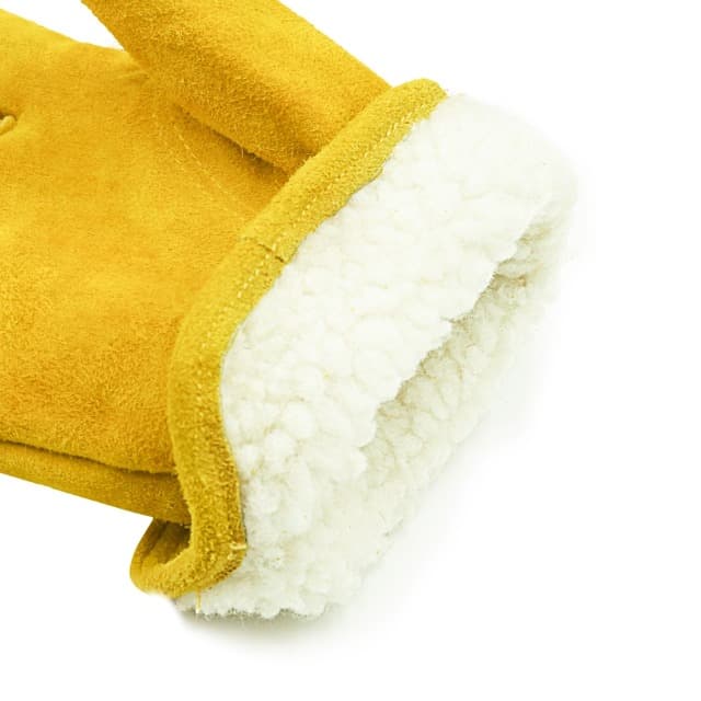 OZERO Work Gloves Winter Insulated Snow Cold Proof Leather Glove Thick Thermal Imitation Lambswool - Extra Grip Flexible Warm for Working in Cold Weather for Men and Women (Brown,Large)