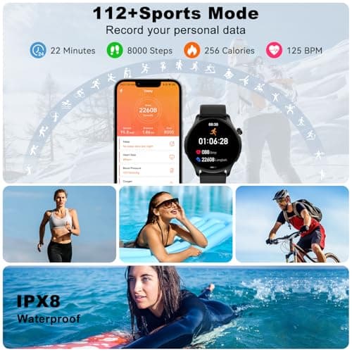 Smart Watch for Men Women Fitness: Waterproof Make Answer Call Digital Mens Watches Running Pedometer Step Tracker Smartwatch Android Phone iPhone Samsung Compatible Sleep SpO2 Heart Rate Monitor