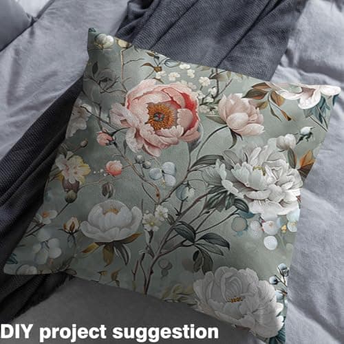 Peony Flowers Upholstery Fabric for Chairs Sofa,Garden Petals Floral Flannel Fabric by The Yard,Pastel Aesthetic Blossom for Quilting Sewing,Pastoral Plant Botanical DIY Art,Pink White,1 Yard