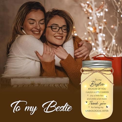 Best Friend Birthday Gifts for Women, Mason Jar Night Lights - Christmas Mother's Day Birthday Gifts for Women Friendship
