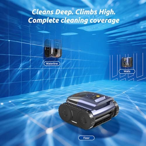 (2025 New) Cordless Robotic Pool Cleaner, Robotic Pool Vacuum for Inground Pools, Floor, Wall, Waterline and Drain Cleaning, 180 min Battery Life for Pool Up to 2150 Sq.ft