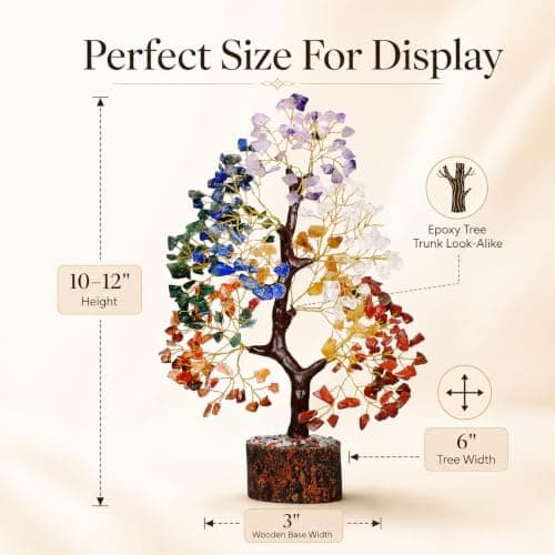 YATSKIA 7 Chakra Tree of Life, Crystals and Healing Stones, Birthday Gifts for Women - Crystal Tree for Positive Energy, Home Office Decor, Spiritual Gifts for Women