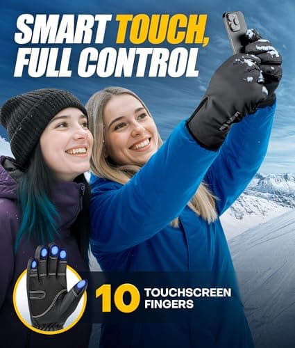 UMEWARM Winter Gloves Men Women Made with 3M Thinsalute, -20°F GEANI-TEX™ Waterproof Ski Gloves for Cold Weather, 5-Layer Thermal Snow Gloves, 10 Touchscreen Fingers Snowboard gloves for Cycling, Hiking