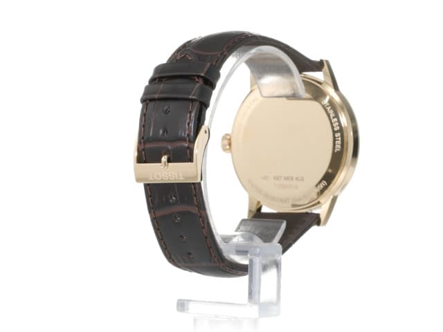 Tissot Mens Tissot Classic Dream 316L Stainless Steel case with Yellow Gold PVD Coating Quartz Watch, Brown, Leather, 22 (T1294103626100)