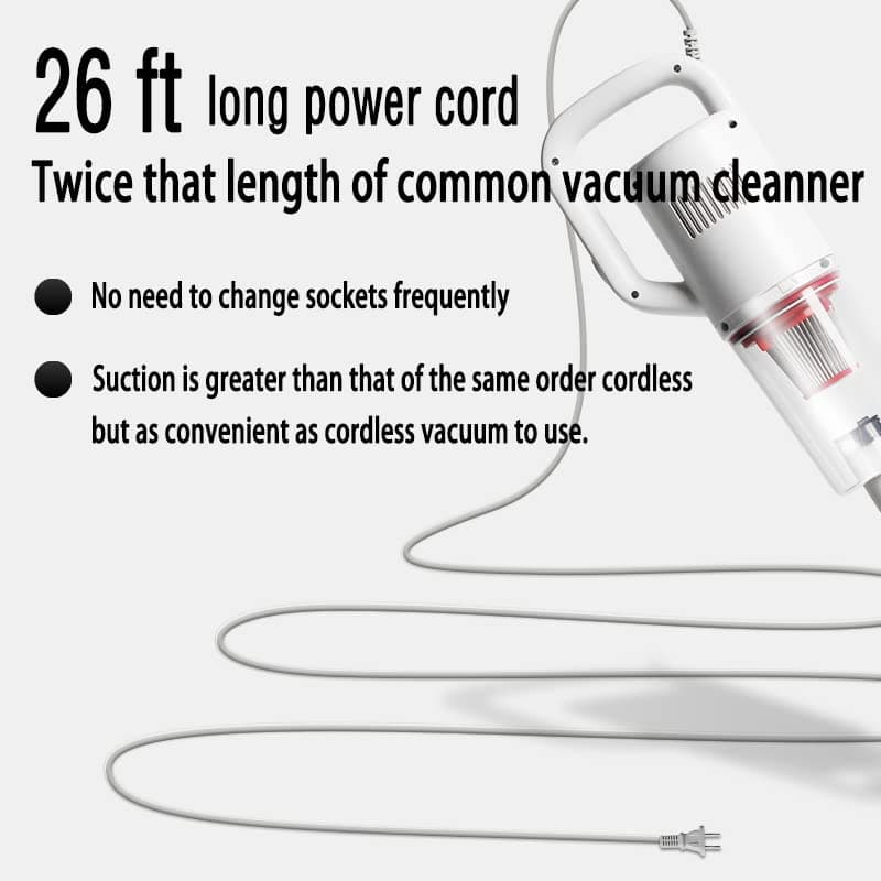 Stick Corded Handheld Vacuum Cleaner 26ft Cord Electric Broom for Pet Hair Hardwood Floor Cat Litter Cleaning