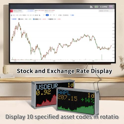 Real-Time Crypto Ticker Bitcoin Stock Ticker Monitor Display Digital Clock Weather, Temperature, Humidity, 64 * 32 Pixel Screen