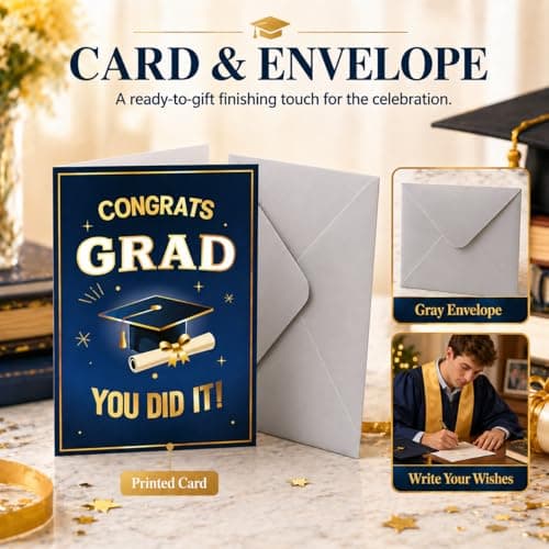 HAPPYPOP Graduation Gifts 2026 – 5-Piece Gift Box with Glass Cup, Bracelet, Keychain, Socks & Congrats Card for Men Him B0GMJJNMZ3