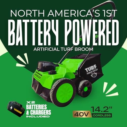 Turf Power Sweep by Turf Product Solutions - Cordless Battery Powered Artificial Grass Power Sweeper