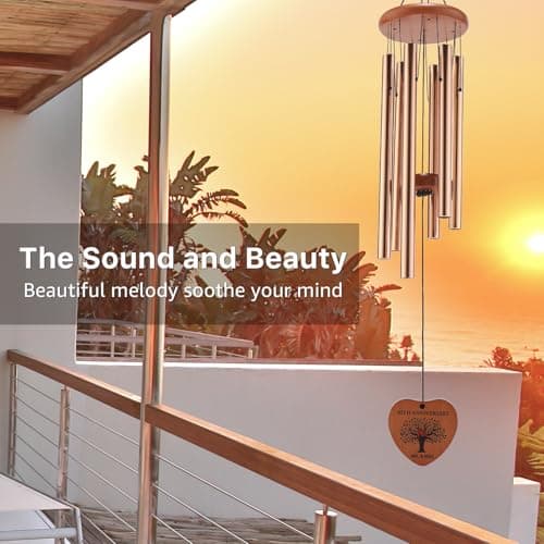 Golden 50th Anniversary Decorations for Couples, Parents & Friends, 32" Wind Chimes Includes Gift Box AMBOBE 50th Wedding Anniversary Wind Chime Gifts B0FSSL284Y