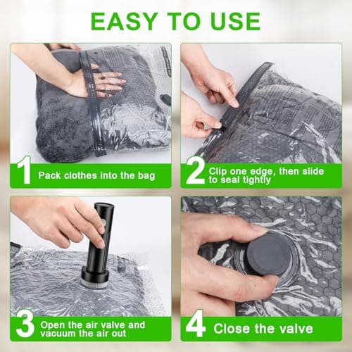 Vacuum Seal Bags for Clothing with Wireless Electric Pump - Travel & Home Use, 15 Pack Ideal Space Saver Vacuum Storage Bags, Travel Vacuum Bags for Luggage