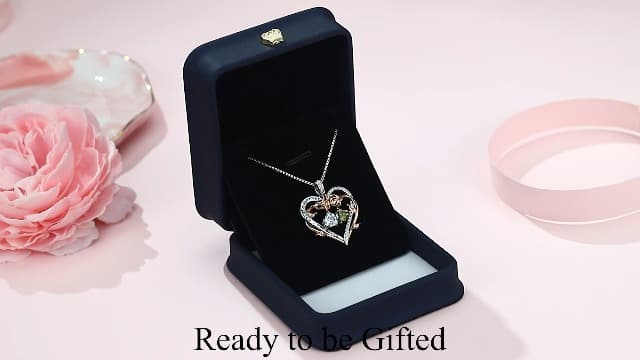 925 Sterling Silver Necklace, Gift Box Packaging, Anniversary Birthday Gifts for Women Her Wife Mom Grandma Iefil Rose Heart Double Birthstone Necklace, Gifts for Wife Her Women B0C1YY72HH
