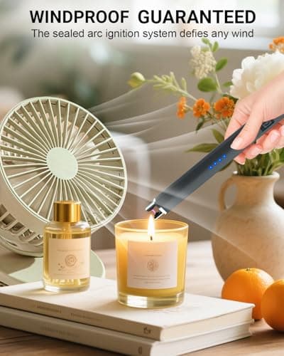 FUKKUDA Electric Candle Lighter, Rechargeable USB Arc Lighter for Candles, Fireplace, Camping BBQ, Christmas Stocking Stuffers, Birthday, Valentines Day and Easter Gifts for Women Men (Obsidian Black) B08GLRLH25