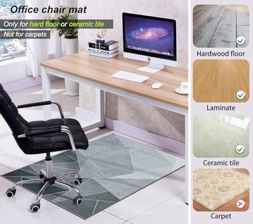 Office Chair Mat for Hardwood Floor & Low-Pile Carpet,36"*48" Highly Premium Quality Protector Floor Mat,Desk Chair Mat - Anti-Slip Carpet Chair Mats for Laminate/Tile Floor Black Grey