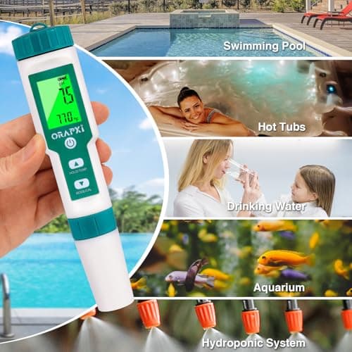 Pool Salt Tester ORAPXI pH and Salt Meter for Saltwater Pool pH and Salinity Digital Tester 5 in 1 Salt Meter for Swimming Pools Hot Tubs and Swim Spas