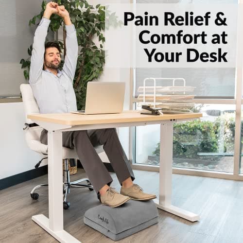ComfiLife Foot Rest for Under Desk at Work – Adjustable Desk FootRest for Office Chair, Gaming Accessories – Ergonomic Teardrop Design for Back, Hip & Leg Pain Relief – 100% Memory Foam (Gray)