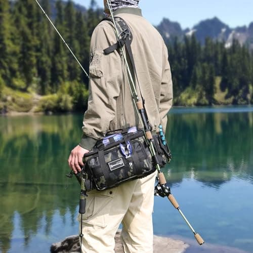 Sougayilang Fishing Tackle Bags with 3600 Tackle Tray - Fishing Tackle Storage Bags for Saltwater or Freshwater Fishing Gear - Padded Shoulder Strap - Tackle Box Bag Fishing Bag(Green)