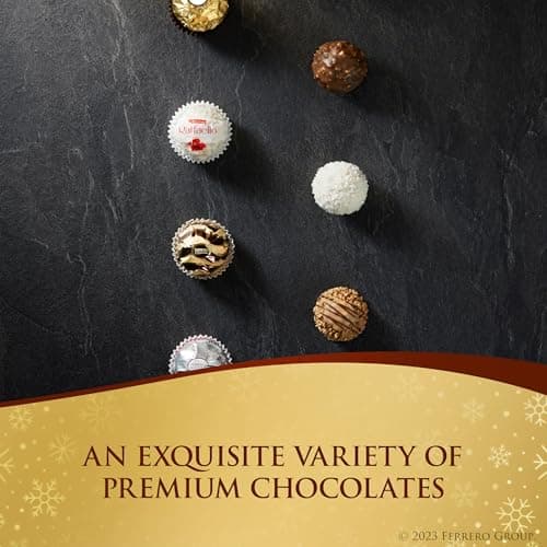 Ferrero Collection Grand Assortment, Hazelnut, Dark, Coconut, Almond, Cappuccino, Holiday Gift Box, 24 Count, 8.7 oz