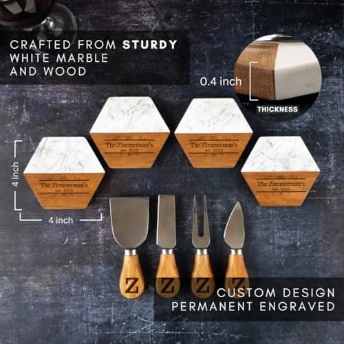 Personalized Charcuterie Board, Marble Cheese Boards for Bridal Shower Gifts, Perfect Housewarming Gifts for Couples, Custom Wedding Gifts, New Home Gift for Christmas