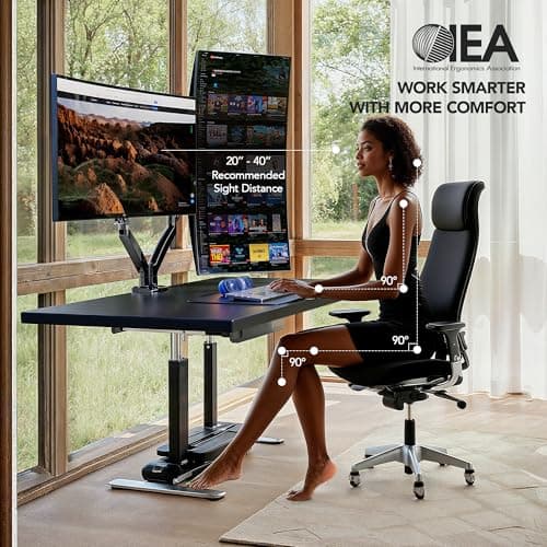 HUANUO Dual Monitor Stand for 13″–40″, Premium Dual Monitor Mount with USB, Height Adjustable Monitor Stand for 2 Monitors, VESA Mount with Clamp/Grommet Base, Holds 26.4lbs per Arm, HNDS7