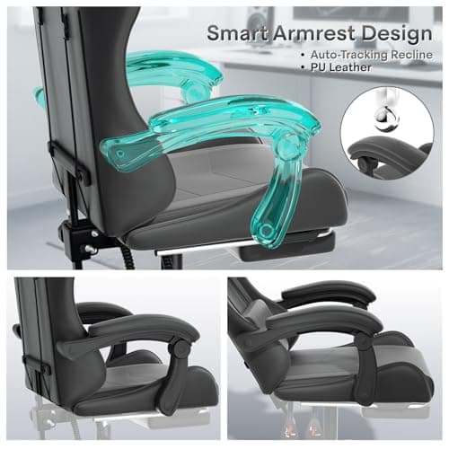 Athena Collection Gaming Chair, Ergonomic Gaming Chair with Footrest & Headrest Lumbar Support, Height Adjustable Swivel Computer Chair Office Chair Adults(Carbon Fiber Black)