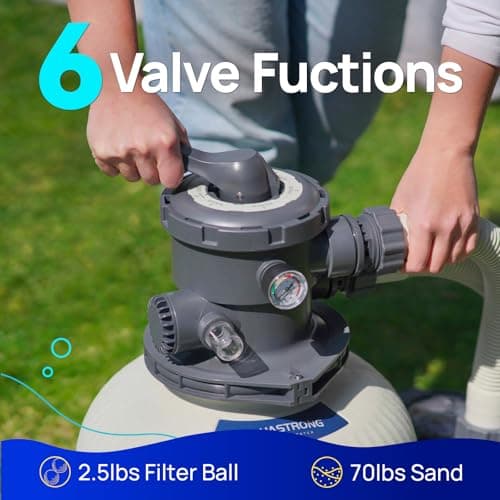 AQUASTRONG Sand Filter Pump for Above Ground Pool, Pool Pumps Above Ground,Pool Sand Filter with 6-Way Valve,Improved Circulation and Filtration, 14in, 2/3 HP 3000 GPH with Timer