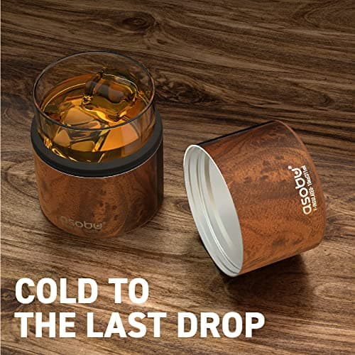 asobu Whiskey Sleeve Glass – Insulated Bourbon Tumbler with Premium Rocks Glass, BPA-Free, Double-Wall Stainless Steel, Keeps Drinks Cold Longer, 10.5oz