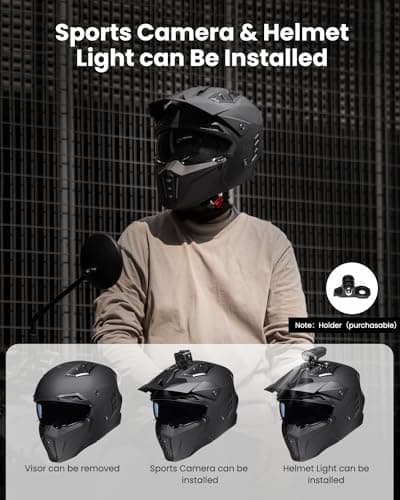 ILM Open Face Motorcycle 3/4 Half Helmet for Men and Women, Vintage Retro Helmet with Visor for Moped ATV Cruiser Scooter DOT Model Z302(Matte Black,Large)